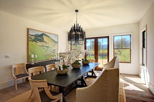 TOCHIC Modern Farmhouse Chandelier for Dining Room 21", Small Vintage Black Wood Chandeliers Light for Living Room, Rustic Pendant Lighting Fixture Ceiling Hanging for Foyer Bedroom Entryway - Image 4