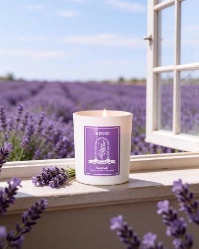 AOOVOO Lavender Scented Candles for Women - Aromatherapy Candle with Crystals Inside, 5oz Soy Candles for Home Scented, Birthday Gifts Christmas Candle for Women Mom - Image 6