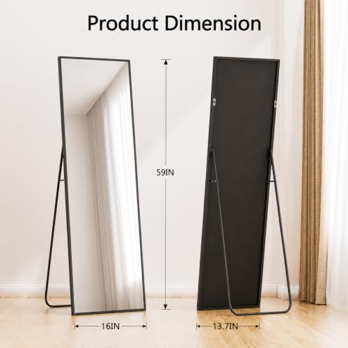 Simple Deluxe Full Length Mirror, 59"x16" Large Floor Mirrors, for Wall Door Bedroom Bathroom Living Room (Black) - Image 3