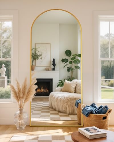 Full Length Mirror with Stand, 71"x25" Arched Full Body Mirror, Large Stand Up Mirrors, Aluminum Frame Floor Standing Mirrors, Freestanding Hanging Leaning Mounted for Bedroom Living Room, Gold by CoomilyBrandStory