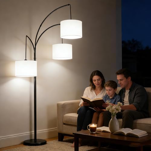 Floor Lamp with Remote, 3 Light Arc Floor Lamps for Living Room - Image 2