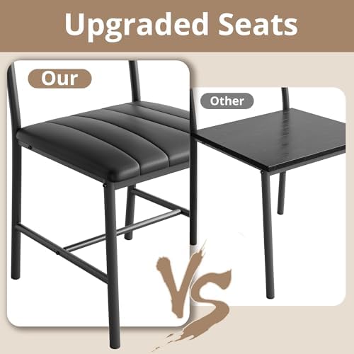 IRONCK Dining Table Set for 4, Kitchen Table and Chairs Set, Black - Image 5