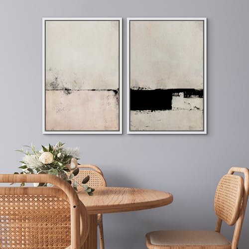 SIGNWIN Framed Canvas Print Wall Art Set Pastel Industrial Grunge Landscape Abstract Shapes Illustrations Minimal Decorative Nordic Relax/Zen for Living Room, Bedroom, Office - 24"" x36 x2 White - Image 3