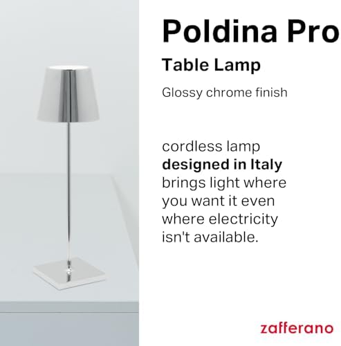 Zafferano, Poldina Pro, Rechargeable Cordless Lamp, Glossy Chrome - Image 2