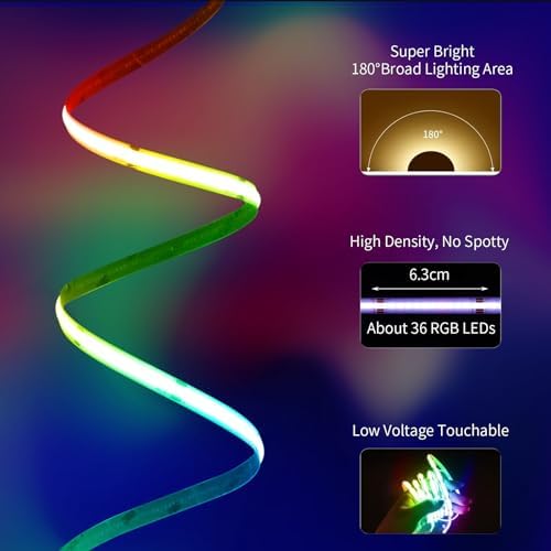 80ft/24M COB RGB+IC LED Strip Lights, Dream Color COB LED Light Strip - Image 5