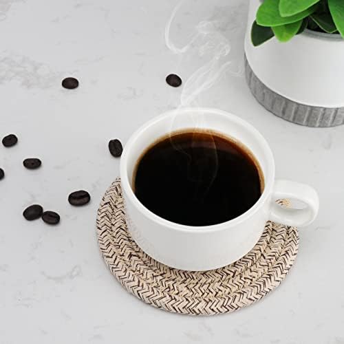 ABenkle 8 Pcs Drink Coasters with Holder, Cotton Woven Absorbent Coasters for Drinks, Minimalist Home Decor Coaster Set for Wooden Tabletop Protection Table, 4.3 inches Mixed Brown - Image 3