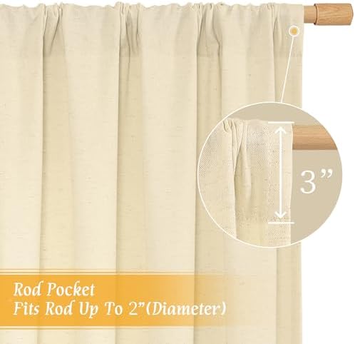 LAMIT Light Filtering 72 Inch Linen Curtains for Living Room 2 Panels - Image 3