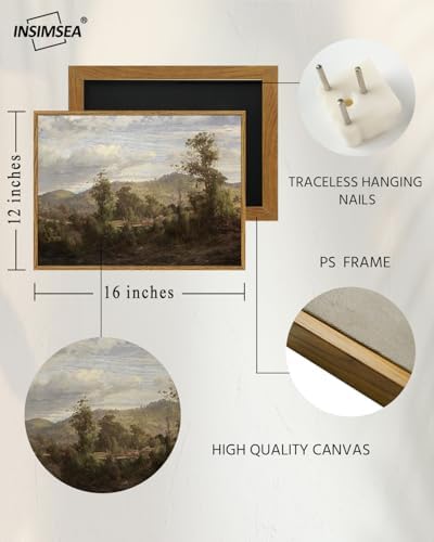 InSimSea Framed Canvas Wall Art Vintage Decor, Nature Landscape Paintings Artwork, Vintage Farmhouse Decor, Retro Wall Decoration for Bedroom Living Room Bathroom, 12"x16" - Image 4