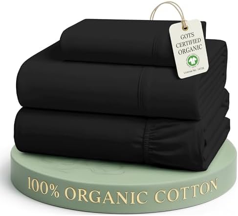 LANE LINEN Twin Bed Sheets 100% Organic Cotton Soft 3pc Percale - Black by LaneLinen