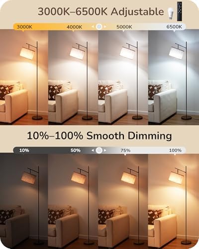 EDISHINE 64.7IN Brown Floor Lamp for Living Room with Remote, Standing Lamp - Image 2