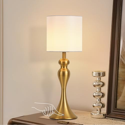 Cordless Table Lamp Rechargeable, Battery Fabric Bedside Touch Light, Brass by KARTOOSH