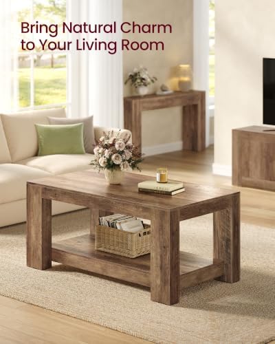 VASAGLE Coffee Table, 2-Tier Center Table with Rustic Charm and Clean Lines - Image 4