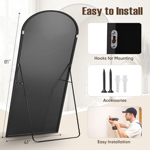 Floor Mirror, 81"x41" Oversized Full Length Mirror with Stand,Black - Image 6
