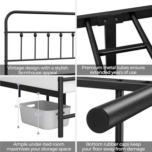 Yaheetech Twin XL Metal Platform Bed Frame, Victorian Headboard & Footboard - Image 5