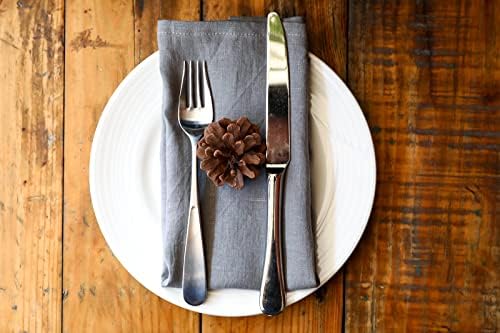 100% Pure Linen Dinner Cloth Napkins 15 x 15 Inch Taupe Grey - Set of 6 Pack European Flax Natural Fabric Washable for Home and Kitchen - Image 3