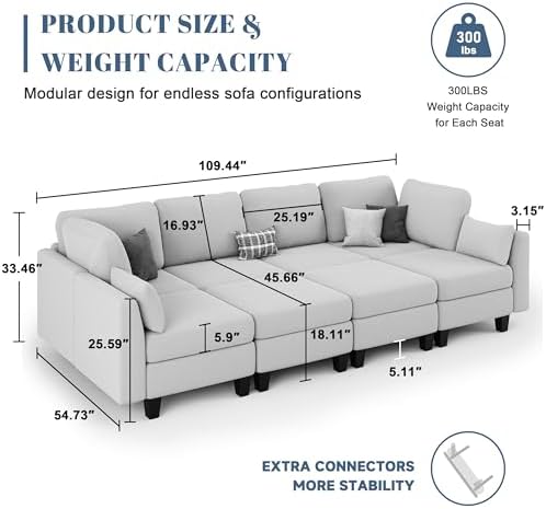 Sectional Sleeper Sofa 8 Seaters Modular Sleeper Sofa Couch - Image 3