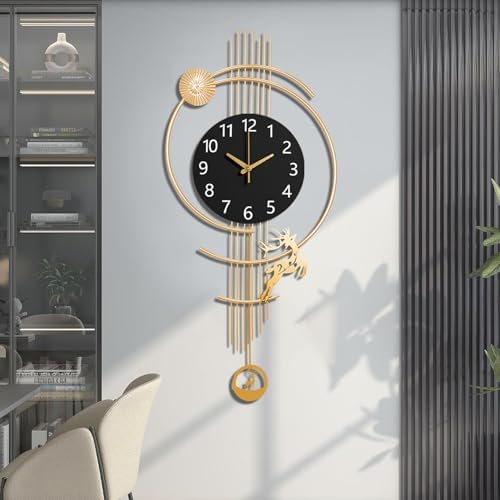 Large Wall Clocks for Living Room,Silent Non Ticking Battery Operated Oversized Modern Wall Clock for Bedroom,Farmhouse,Office,Kitchen Home Wall Decor-14.9x32.2Inch(Golden) - Image 5