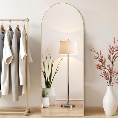 Arched Mirror Full Length, Upgraded 21"x64" Body Wall Mirrors with Shatter-Proof Glass, Floor Standing, Hanging or Leaning, Large Tall Arch Mirror with Stand Aluminum Alloy Frame - Image 2