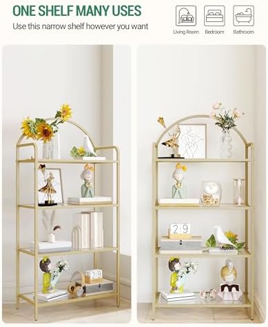 Hzuaneri Bookcase Bookshelf, Tempered Glass Bookshelves - Image 4
