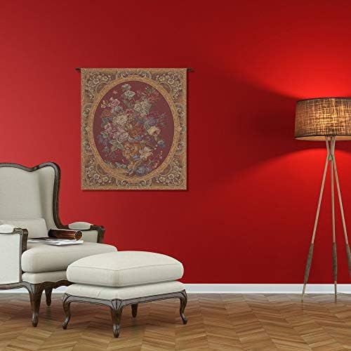 Decorative Floral in Vase Burgundy Tapestry Wall Hanging 14 x 12 in - Image 4