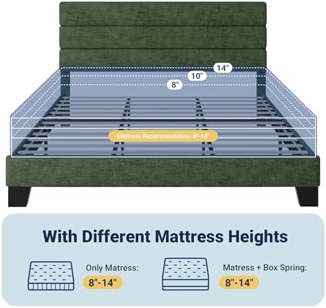 Allewie King Size Platform Bed Frame with Velvet Upholstered Headboard and Wooden Slats Support, Fully Upholstered Mattress Foundation/No Box Spring Needed/Easy Assembly, Green - Image 7
