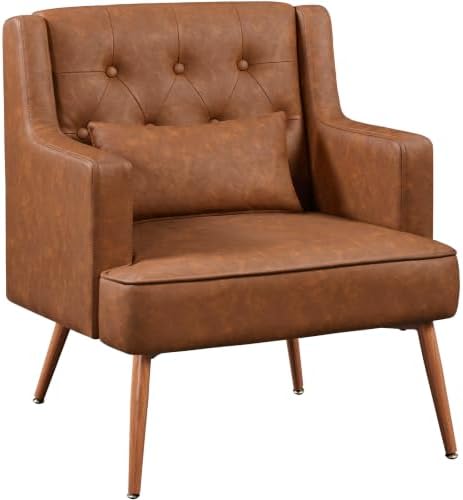 Yaheetech Accent Chair, Mid-Century Modern Armchair, Retro Brown by Yaheetech