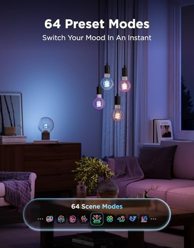 Govee Edison Bulbs, G25 Smart Vintage Light Bulbs, RGBWW, E26 Base 4 Pack - Image 4