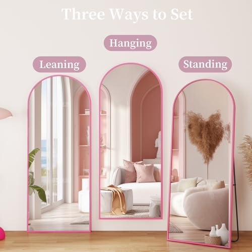 58"x19" Arched Full Length Mirror with Stand,Full Body Floor Mirror - Image 6