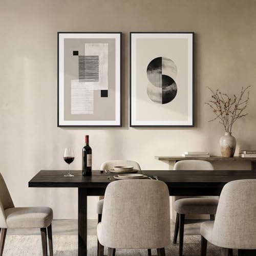 Large Framed Neutral Abstract Wall Art for Living Room Set of 2, 24x36 In - Image 6