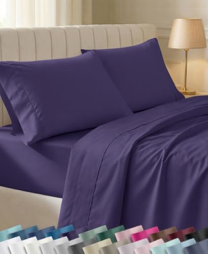 California Design Den 100% Cotton Sateen Twin Bed Sheet Set, 3 Pcs, Purple by CaliforniaDesignDen