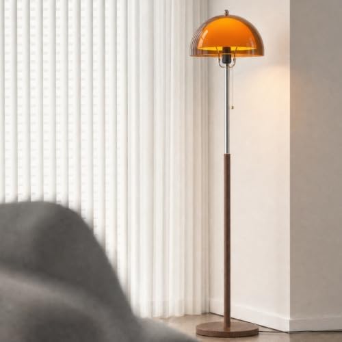 Orange Mushroom Floor Lamp with Acylic Double Dome Lampshade forr Reading by Lightupyourofficeandhome