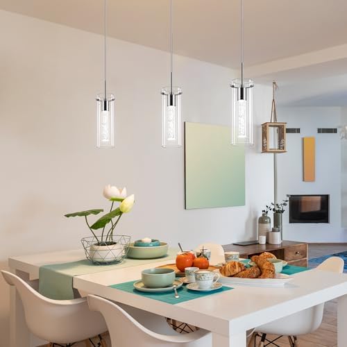 LED Crystal Pendant Lights for Kitchen Island, Brushed Nickel, 3 Pack - Image 3