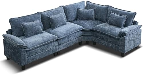 URRED Oversized Modular Sectional Sofa，Blue：116" V Shaped - Image 3