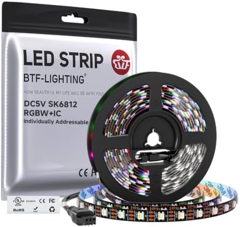 BTF-LIGHTING RGB+Cool White SK6812 LED Strip 16.4FT 300LED DC5V IP30 by BTF-LIGHTING
