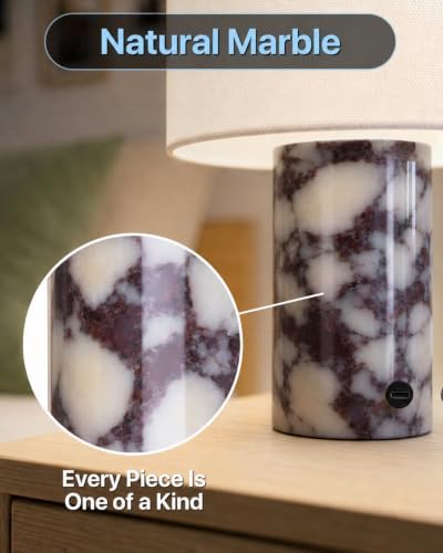 Cordless Marble Table Lamp - Natural Stone Base with Rechargeable Battery - Image 5