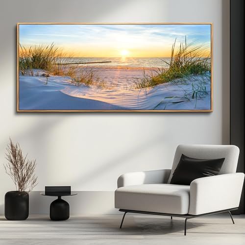 MHARTK66 Large Wall Art For Living Room Wall Decor For Office Ocean Painting Bedroom Wall Decorations Sunrise And Sunset Pictures Artwork For Modern Wood Framed Beach Canvas Prints Poster 72l X 32w - Image 6