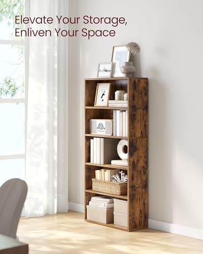 VASAGLE 5-Tier Bookshelf, Storage Organizer, 23.6 x 9.4 x 52.8 Inches - Image 4