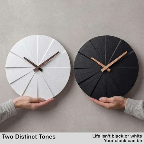 Driini Modern Wall Clock with No Numbers and Wooden Hands. Black,12.5 Inch - Image 4