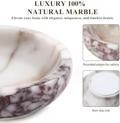 Natural Luxury Marble Bowl 7.8'' Large Calacatta Viola Marble Tray - Image 4