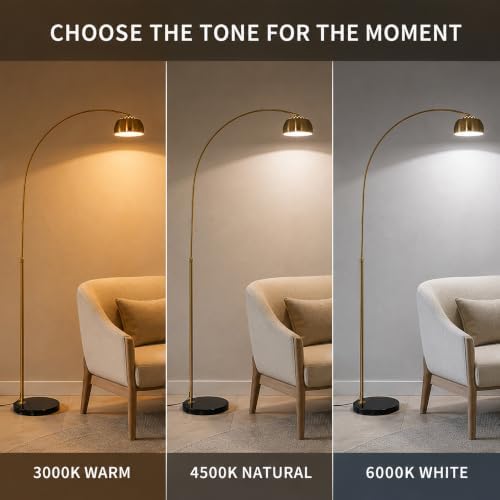 Gold Arc Floor Lamp with Black Marble Base,70IN Standing Lamp - Image 5