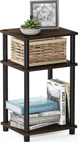 Furinno JUST Toolless 3-Tier Side Table, Open Shelf, Columbia Walnut by Furinno-FitsYourSpaceFitsYourBudget