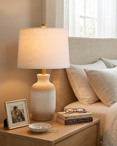 PoKat 24'' Farmhouse Ceramic Table Lamp with Natural Textured Finish - Image 5