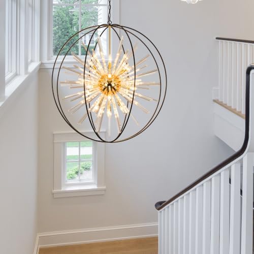 Vezzio Extra Large Black and Gold Chandeliers for High Ceiling Foyer - Image 6