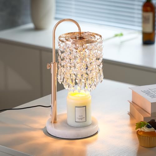 Candle Warmer Lamp with Timer Dimmer and 3 Bulbs, Lamp Candle Warmer with Marble Base,Wax Melt Warmer for Jar Candles, Birthday Gifts for Women Mom, House Warming Gifts New Home Decor - Image 2