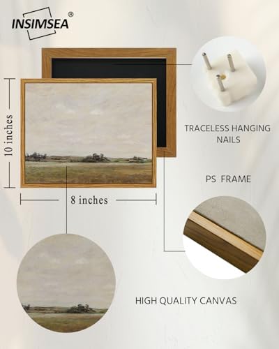 InSimSea Framed Canvas Wall Art, Vintage Landscape Painting, Rustic Nature Scenery Decor for Living Room Shelf Hallway,10x8in, Neutral Tones - Image 5