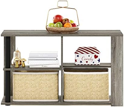 Furinno Romain Narrow End Table with Shelves, French Oak/Black - Image 4