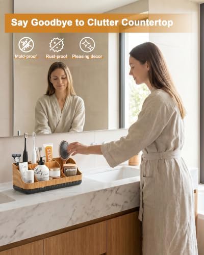 Bathroom Counter Organizer and Storage, 7 Slots Detachable Toothbrush Holders for Bathrooms, Anti-Slip Electric Toothbrush and Toothpaste Holder Countertop - Image 2