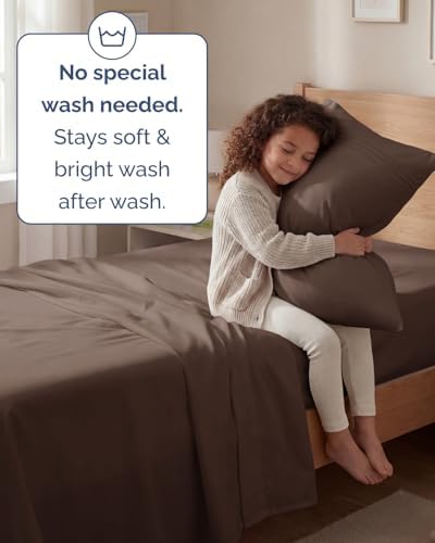 Twin Size 3 Piece Sheet Set - Comfy Breathable & Cooling Sheets - Brown - Image 6