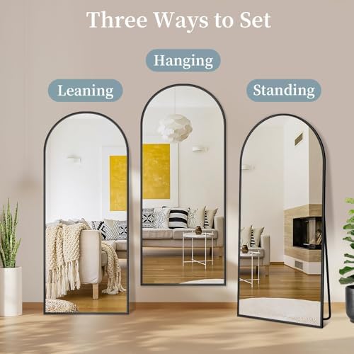 68"x28" Arched Full Length Mirror with Stand,Full Body Floor Mirror - Image 6