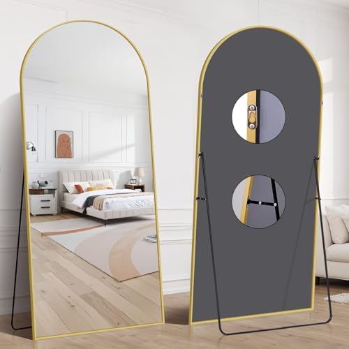 71"x30" Arched Full Length Mirror, Large Floor Mirror with Aluminum Alloy Frame Standing Hanging or Leaning Wall-Mounted Mirror, Vanity Mirror for Living Room and Bedroom,Gold - Image 2
